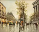 Antoine Blanchard, Boulevard De La Madeleine, circa 1970, Oil on Canvas