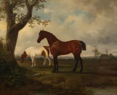 Sawrey Gilpin, Horse and Pony in Landscape, Oil on Canvas