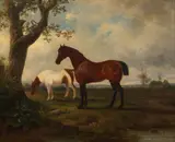 Sawrey Gilpin, Horse and Pony in Landscape, Oil on Canvas