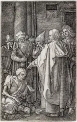 Albrecht Durer, Untitled, Engraving on Laid Paper, Without Watermark 1513, 'Saint Peter and Saint John Healing the Cripple at the Gate of the