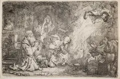 Rembrandt van Rijn, The Angel Departing from the Family of Tobias, 1641, Engraving and Drypoint on Laid Paper, Without Watermark