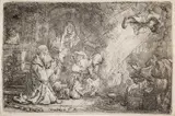 Rembrandt van Rijn, The Angel Departing from the Family of Tobias, 1641, Engraving and Drypoint on Laid Paper, Without Watermark