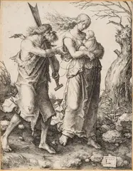Lucas van Leyden, Adam and Eve with Cain (The Expulsion from Paradise), 1510, Engraving on Laid Paper, with Serpent Watermark