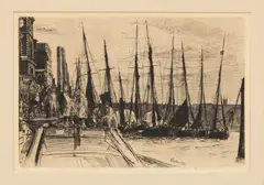 James Abbott McNeill Whistler, Untitled, 1859, Etching with Drypoint on Paper Billingsgate