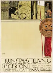 Gustav Klimt, I. Kunstausstellung - Secession, 1898, Chromolithography on Paper, Linen Backed