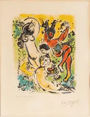 Marc Chagall, Take up Again, Muses...Theocritus, from in the Land of the Gods, 1967, Lithograph in Colors on Wove Paper