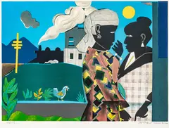 Romare Bearden, The Conversation, 1979, Lithograph in colors, on wove paper, with full margins