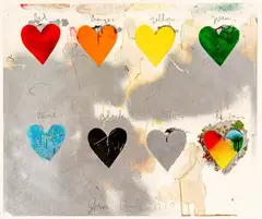 Jim Dine, Eight Hearts, Offset Lithograph and Screenprint in Colors on Wove Paper