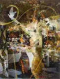 Dominic Pangborn, Nude Sculpture with Dove (Untitled), Acrylic on Canvas
