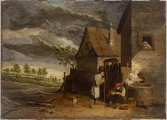 Village Scene with a Man Eating Mussels by David Teniers the Younger, Oil on Panel, Ca. 17th/, offered Sep 2026
