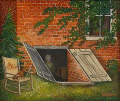 Frederick Papsdorf, Cellar, 1952, Oil on Canvas