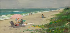 Frank Palmieri, Beach Scene, Oil on Board