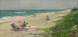 Frank Palmieri, Beach Scene, Oil on Board