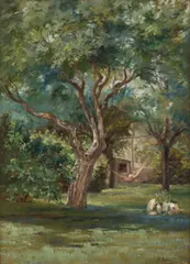 Arthur Edward Blackmore, Garden Scene with Hammock, Oil on Canvas, Ca.
