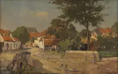 Wetering De Rooij, View of Thorn, Limburg, Netherlands, Oil on Canvas