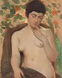 Henri Moreau, Pensive Female Nude, 1917, Oil on Canvas