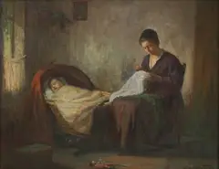 Charles E. Waltensperger, Mother and Child, Oil on Canvas