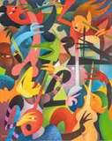 Richard Kozlow, Latin Band from the "Soul of Mexico Series", 1980, Oil on Canvas