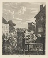 William Hogarth, The Four Times of the Day: Evening, 1738, Engraved by B. Baron Engraving on Laid Paper