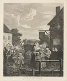 William Hogarth, The Four Times of the Day: Evening, 1738, Engraved by B. Baron Engraving on Laid Paper