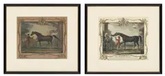 Thomas Spencer, Equestrian Portraits: Two Plates, Engraved by Richard Houston (1721-1775) Hand Colored Engravings on Paper