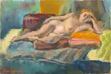 Edgar Louis Yaegar, Reclining Female Nude, 1980, Oil on Canvas