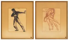 Francis de Erdely, Sir Anton Dolin and Irina Baronova, LÃ©onide Massine, circa 1942, Pastel Sketches on Paper