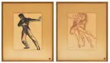 Francis de Erdely, Sir Anton Dolin and Irina Baronova, LÃ©onide Massine, circa 1942, Pastel Sketches on Paper