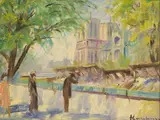 Jens Kongshammer, Bouquiniste Stalls on the Seine, Oil on Canvas