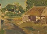 Orla Johansen, Barn At Hjelmerupgård, 1950, Oil on Canvasboard