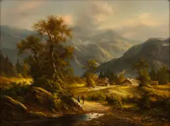 Ludwig Muninger, Alpine Mountainscape, Oil on Canvas