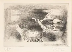 Georges Braque, Le Nid (Oiseau IX), circa 1955, Etching and Drypoint on BFK Rives Paper