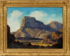 John Scott Black, Carlsbad, New Mexico Mountains, 1940, Oil on Board