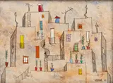 Leonardo Nierman, Vecinidad, 1960, Acrylic on Masonite