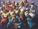 Xavier Amiama, Voodoo Ceremony, Oil on Board