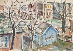 Tunis Ponsen, Untitled, Watercolor on Paper, Townscape