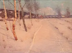 Winter Village Scene by Svend Rasmussen Svendsen, 1898, Oil on Canvas, offered Jul 2026