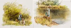Adolf Sehring, Children on the Banks of a Lake, 1970, Oils on Canvas