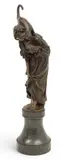 Ernst Waegener, Young Woman Feeding Cat, Bronze Sculpture