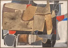 Aging Structure by Carl Angevine, 1968, Acrylic on Canvas Collage, sold Jul 2026