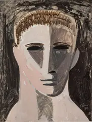 Harold Cohn, Untitled, 1956, Gouache on Paper, Bust of a Gentleman