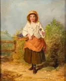 Henry Edrington Hobson, The Lavender Girl, Oil on Mahogany Panel