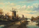 Horst Baumgart, Dutch Canal Scene, Oil on Canvas, Ca. 1970s