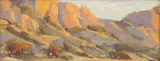 Reid Galey, Canyon Scene, Oil on Board