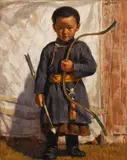 Jie Wei Zhou, Little Hunter, Oil on Canvas