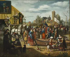 Matthijs Naiveu, Carnival Scene, Oil on Canvas