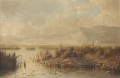 Charles E. Peck, Hunter in Marshlands, 1883, Oil on Canvas