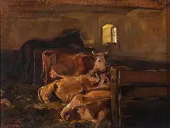 Irving R. Bacon, Barn Interior, circa 1906, Oil on Canvasboard