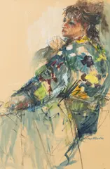 Miriam Parel, Marcella, Watercolor and Pastel on Paper