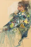 Miriam Parel, Marcella, Watercolor and Pastel on Paper
